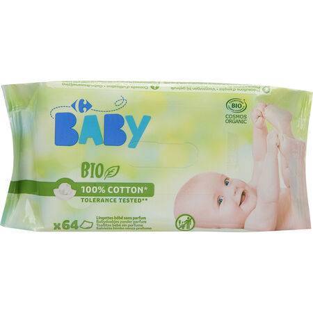 Carrefour Baby - Lingettes sans parfum 100% cotton bio