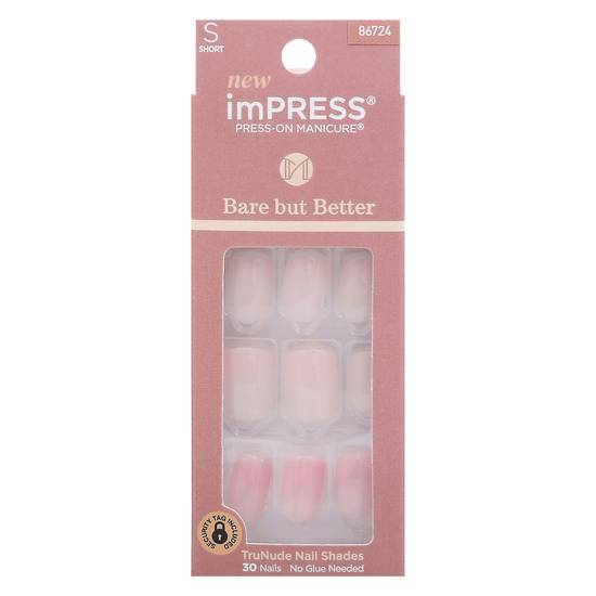 Impress Short Press-On Manicure Bare But Better (30 ct)