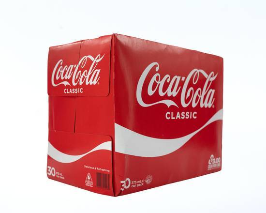 Coca-cola Classic Soft Drink Multipack Cans (30 Pack) 375mL