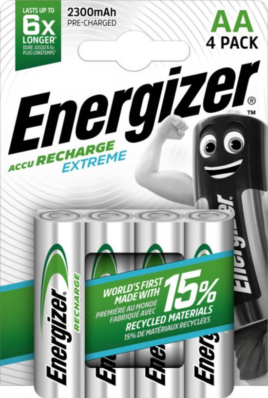 Energizer - Piles rechargeables extreme aa/lr6 2300 mah (4 pièces)