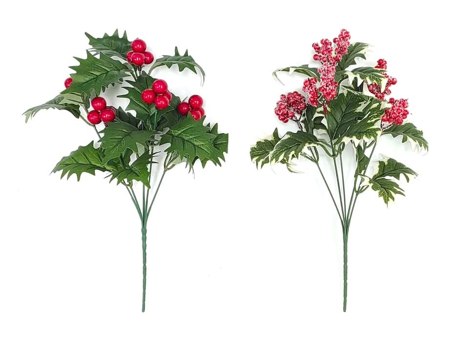 Artificial Holly Bush With Berries, 1-ct.