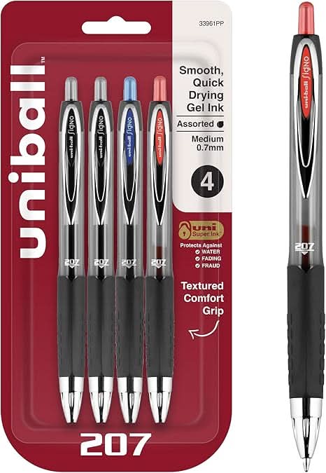 Pen Rollerball Gel Uni Signo 4 Pack Assorted