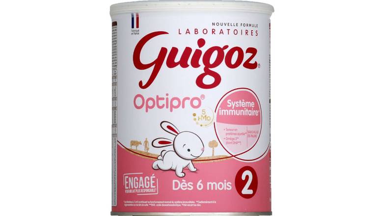 NESTLE Guigoz 2 optipro lait intantile 2Ème âge dÈs 6 mois - 830g La boîte de 830g