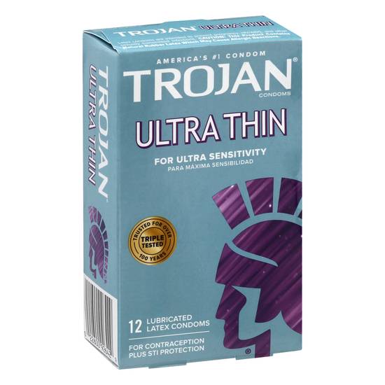 Trojan Ultra Thin Lubricated Latex Condoms (12 ct)