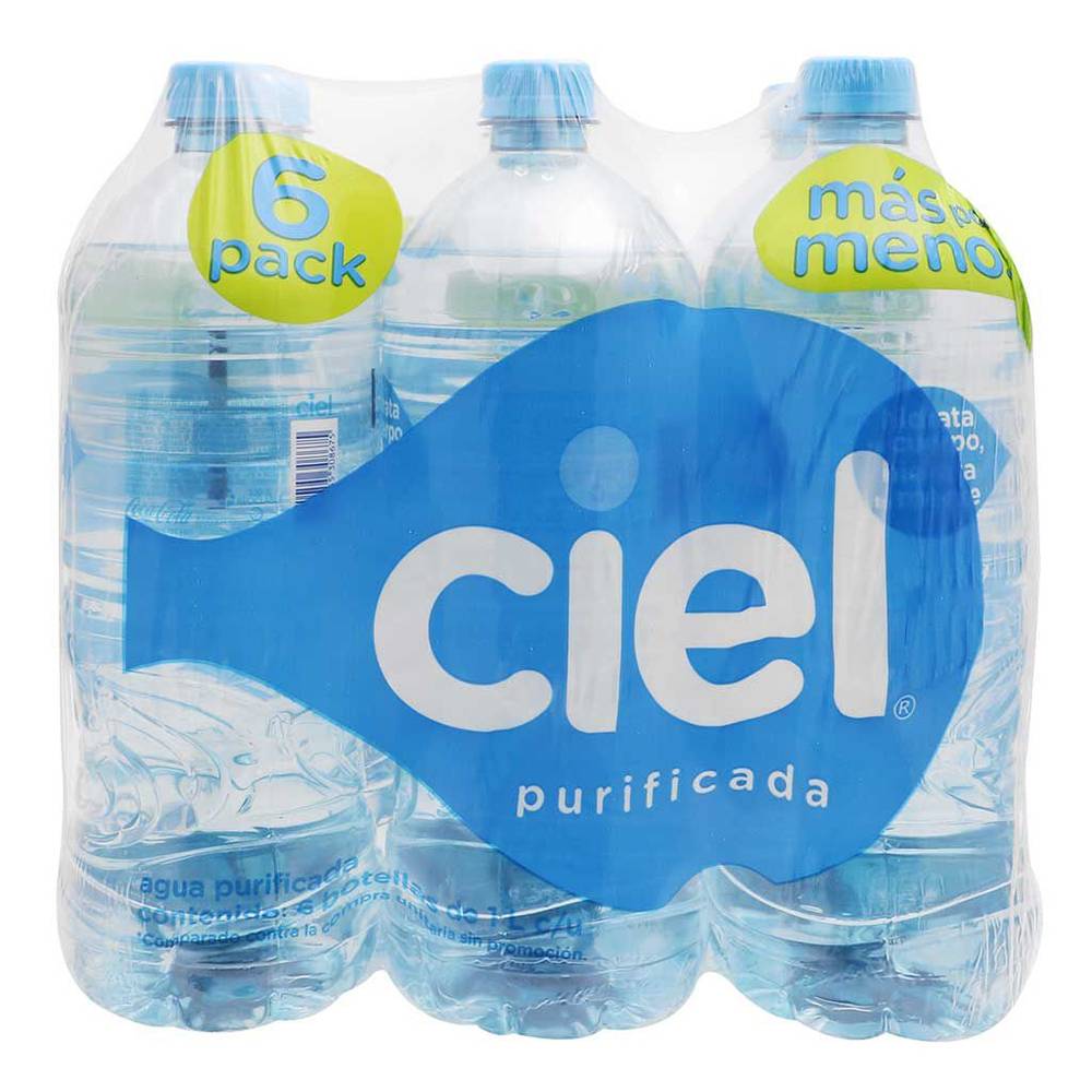 Ciel agua natural purificada (6 pack, 1 l)