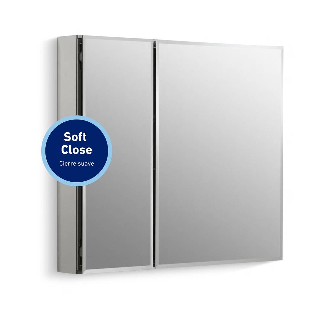 KOHLER 30-in x 26.125-in Surface/Recessed Mount Mirrored Soft Close Medicine Cabinet | K-R32066-NA