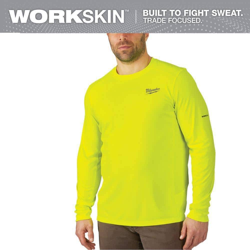 Milwaukee Men'S Extra Large Hi-Vis Workskin Light Weight Performance Long-Sleeve T-Shirt