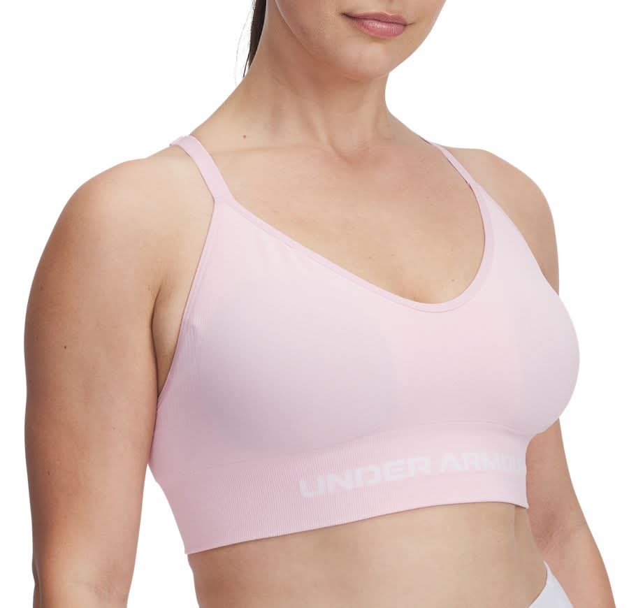Under Armour Women's Vanish Seamless Sports Bra (Prime Pink/White, L)