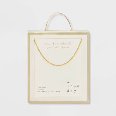 14k Gold Plated Brass Twisted Singapore Chain Necklace - A New Day™ Gold: 19 Inch, Polished, Nickel-Free, Fashion Jewelry