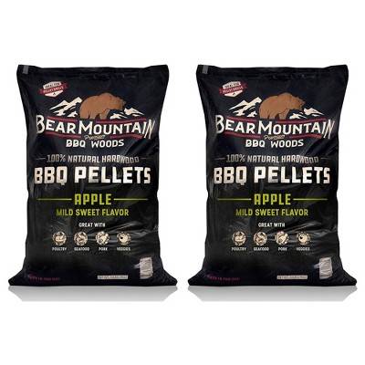 Bear Mountain Premium BBQ All Natural Mild and Sweet Apple Smoker Wood Chip Pellets For Outdoor Gas, Grills, and Smokers, 40 Pound (2 Pack)