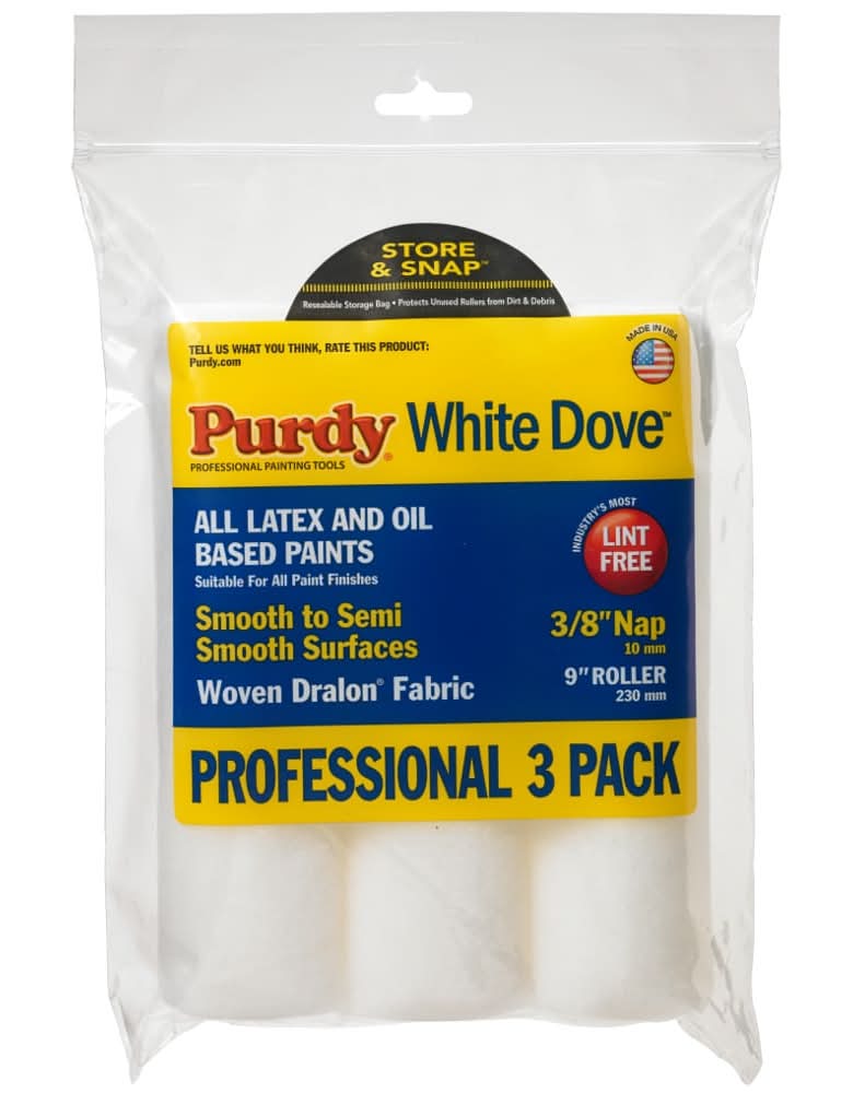 Purdy 3 -Pack 9-in x 3/8-in Nap WhiteDove Standard Woven Paint Roller Cover