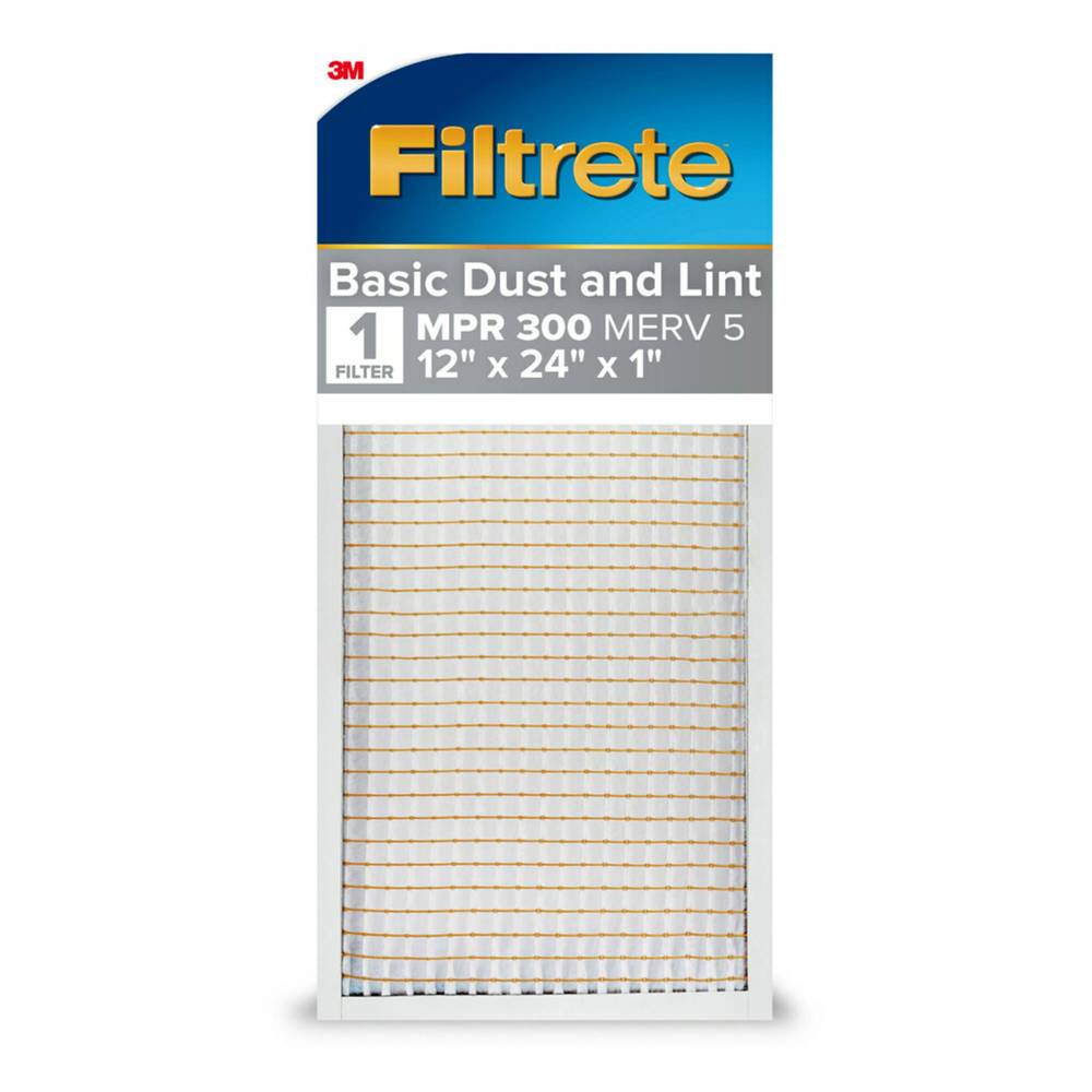 Filtrete 12-in W x 24-in L x 1-in MERV 5 300 MPR Basic Dust and Lint Electrostatic Air Filter | 320DC-12