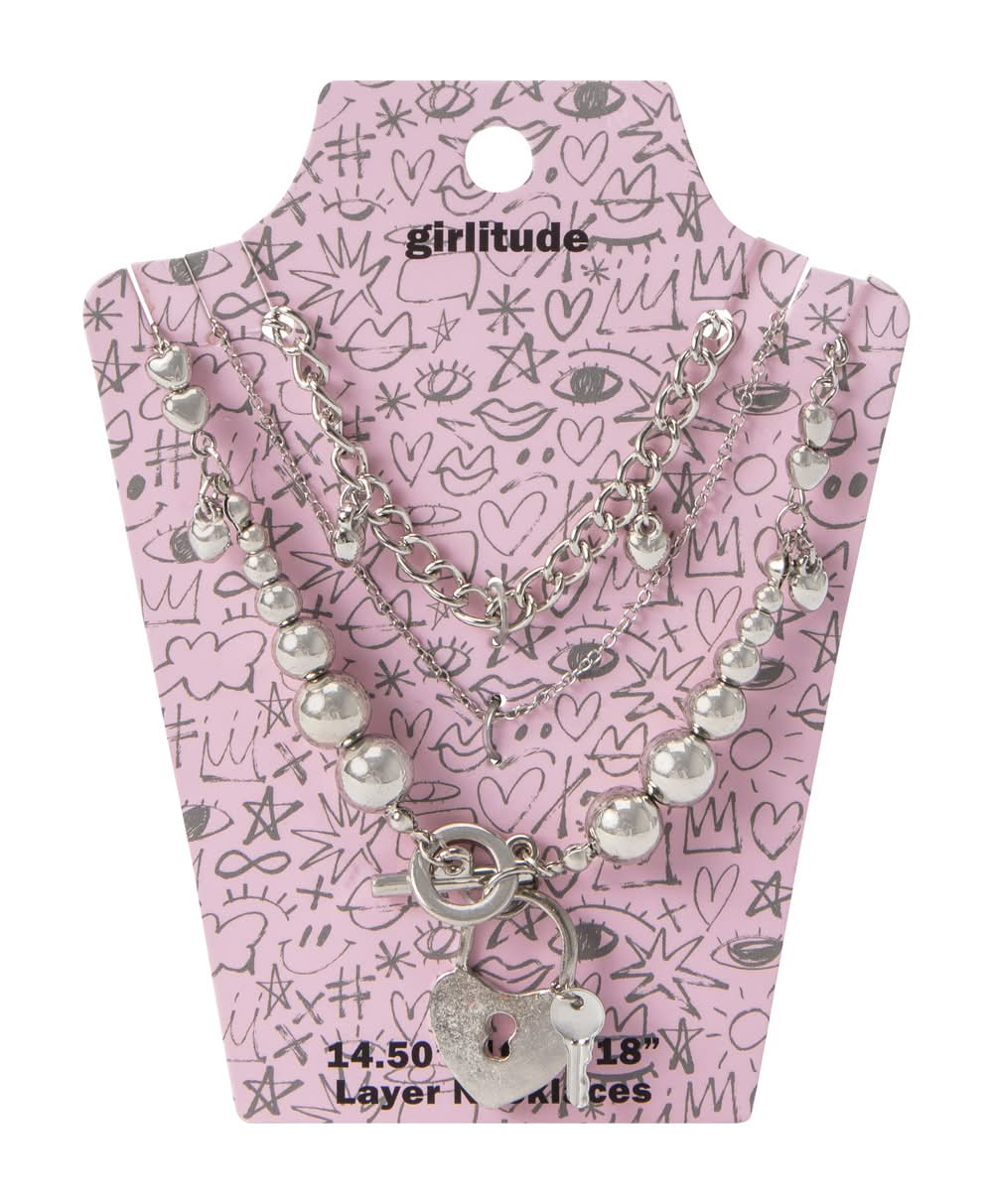Girlitude Necklace Silver Heart Lock