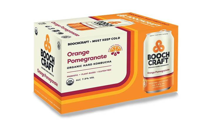 Booch Craft Orange Pomegranite Hard Kombucha Beer (6 ct, 12 fl oz)