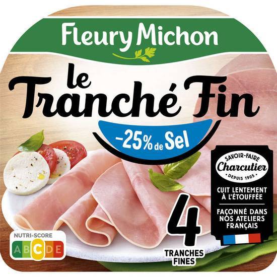 Fleury Michon Jambon - Le Tranché fin - Taux de sel réduit  - 4  tranches 120g