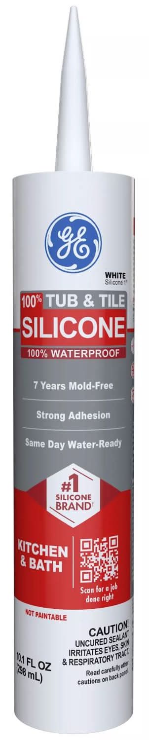 Ge Tub & Tile White Silicone 1 Tub And Tile Caulk Sealant 10.1 Oz