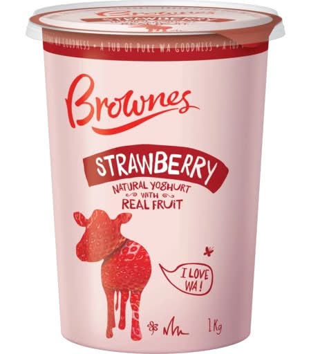 Brownes Natural Yoghurt, Strawberry (1kg)