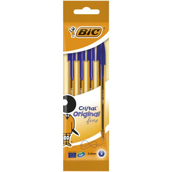 Bic - Cristal original stylos bille pointe fine bleu (4 pièces)
