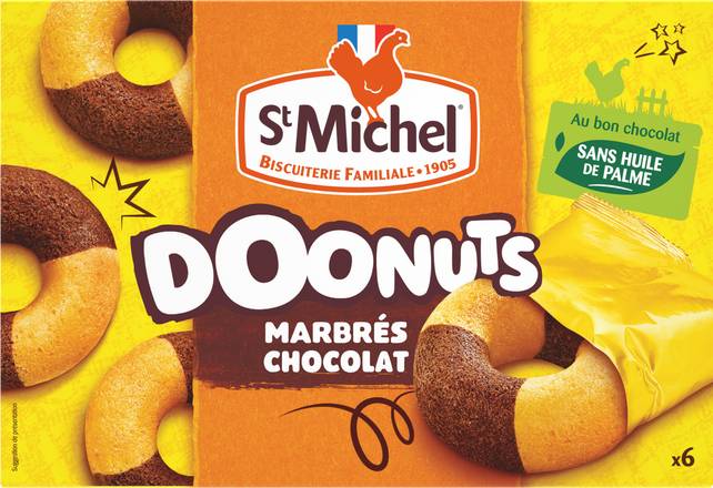 St Michel - Gâteaux doonuts marbrés chocolat (6 pièces)