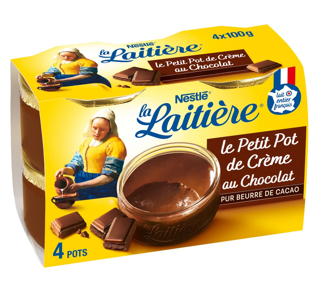 La Laitière - Petit pot de crème au chocolat 72% de cacao (4 x 100g)