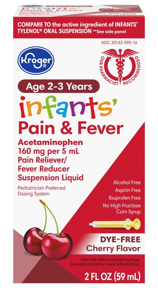 Kroger Infant's Pain & Fever Relief, Dye-Free Cherry (2 fl oz)