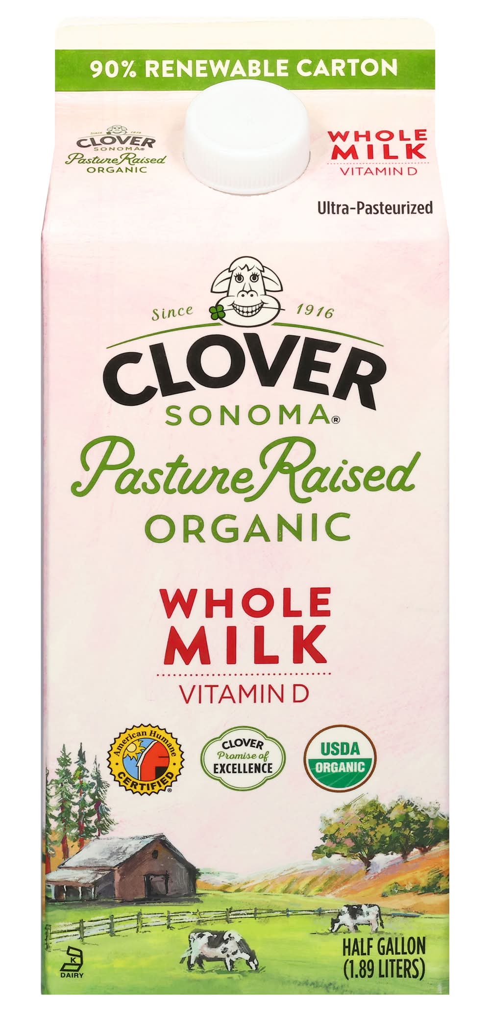 Clover Sonoma Pasture Raised Organic Whole Milk (0.5 gal)
