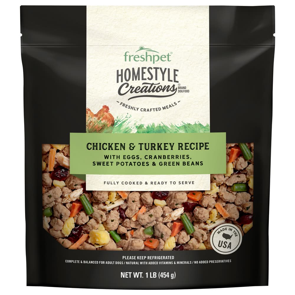 Freshpet Homestyle Creations Fully Cooked Wet Dog Food, Chicken & Turkey, Adult (1 lbs)