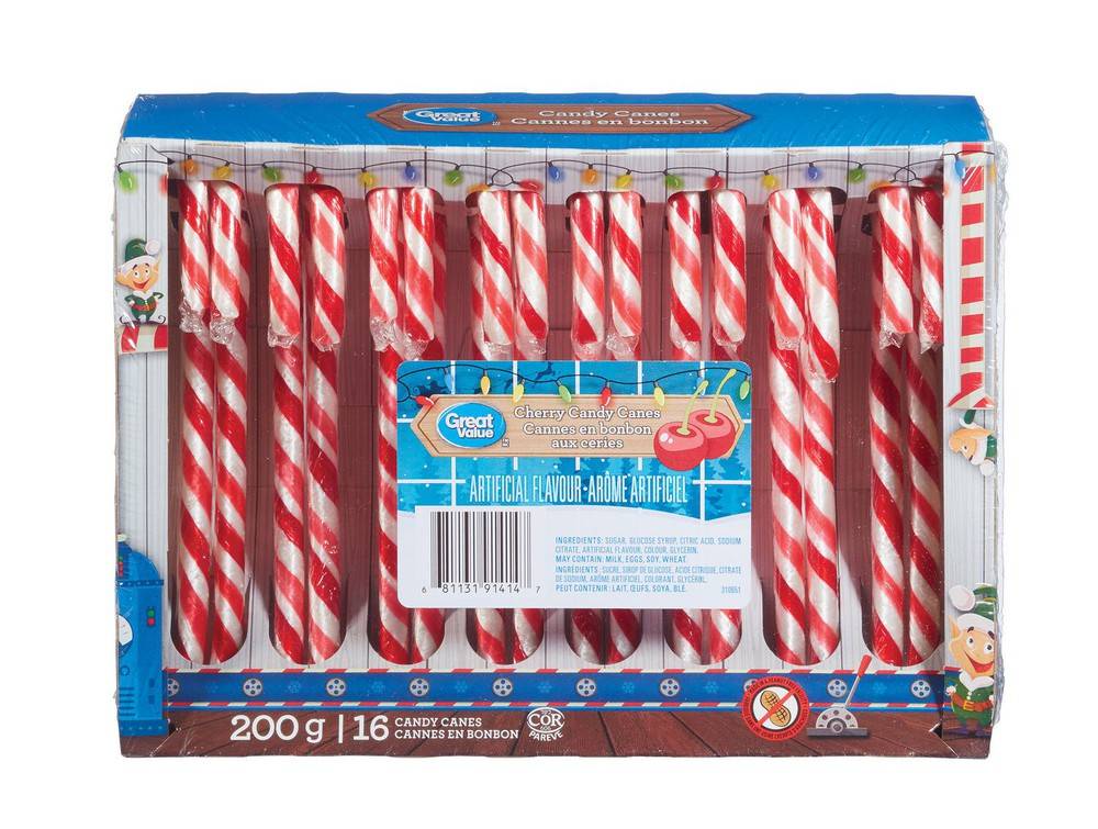 Great Value Cherry Candy Canes (200 g)