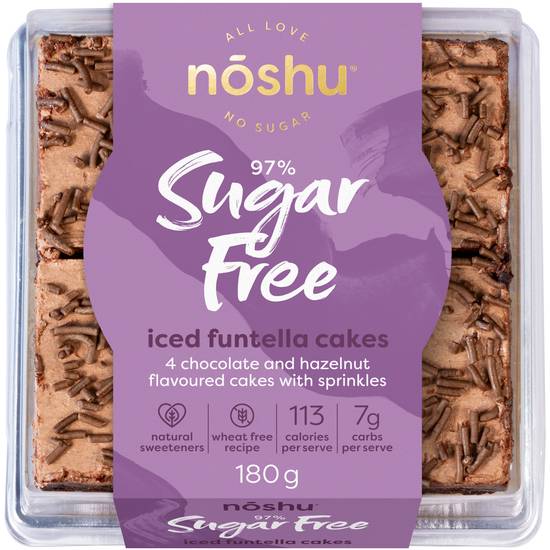 Noshu 97% Sugar Free Iced Funtella Cakes Noshu 180g