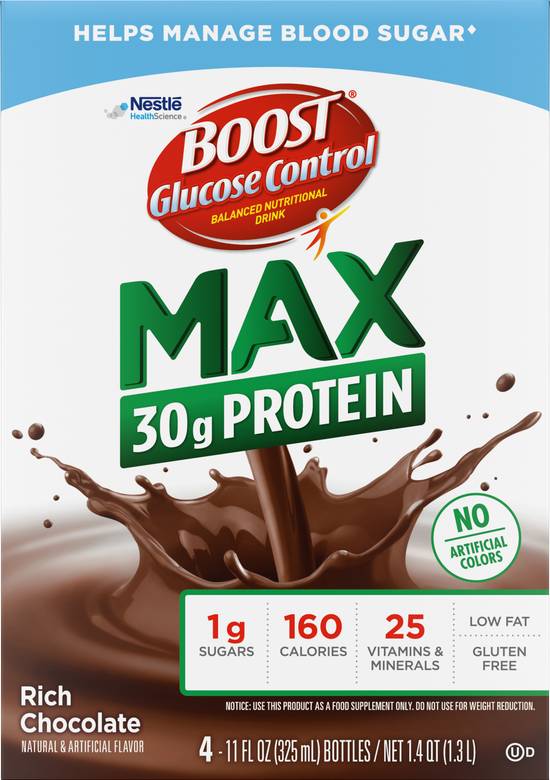 Boost Glucose Control Max 30g Protein Rich Chocolate (4 x 11 fl oz)