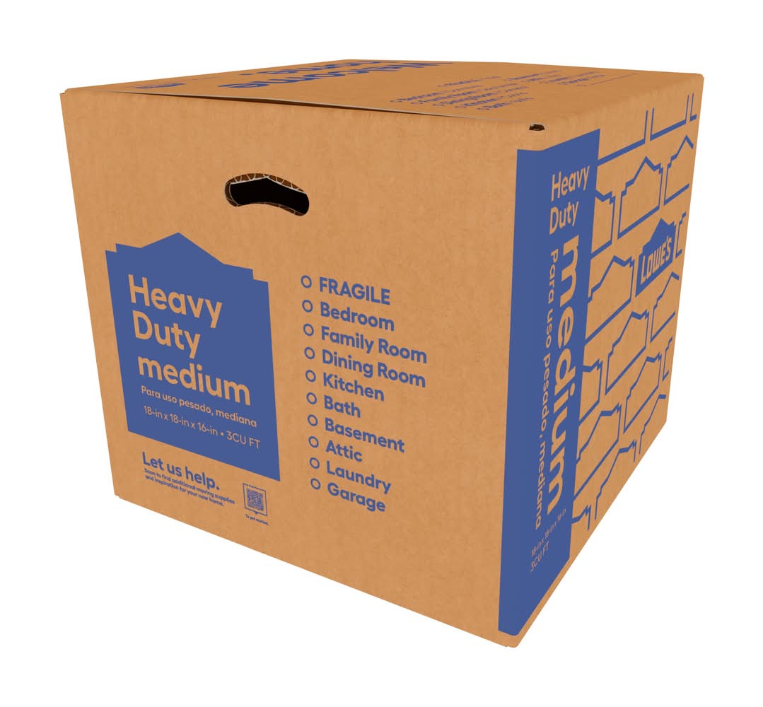 Lowe's 18-in W x 16-in H x 18-in D Medium Heavy Duty Cardboard Moving Box with Handle Holes