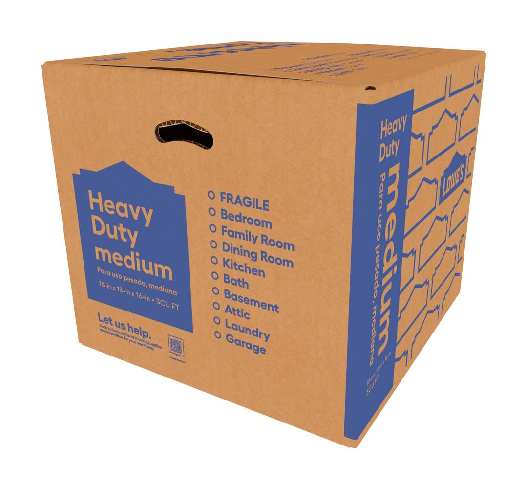 Lowe's 18-in W x 16-in H x 18-in D Medium Heavy Duty Cardboard Moving Box with Handle Holes | 475929