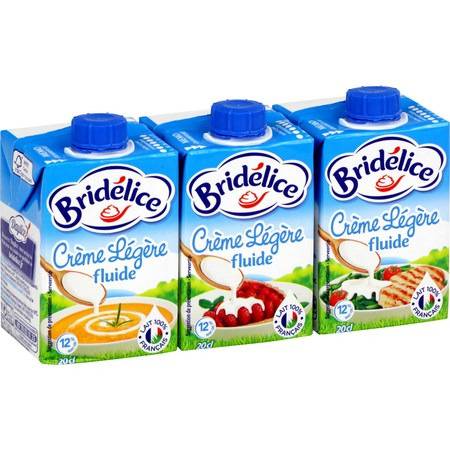 Crème Fluide Légère 12% Mat.Gr. BRIDELICE - les 3 briques de 20 cl