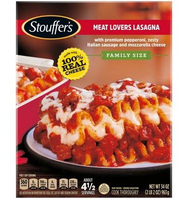 Stouffer's Meat Lover's Frozen Lasagna Family Size Frozen Dinner - 34oz