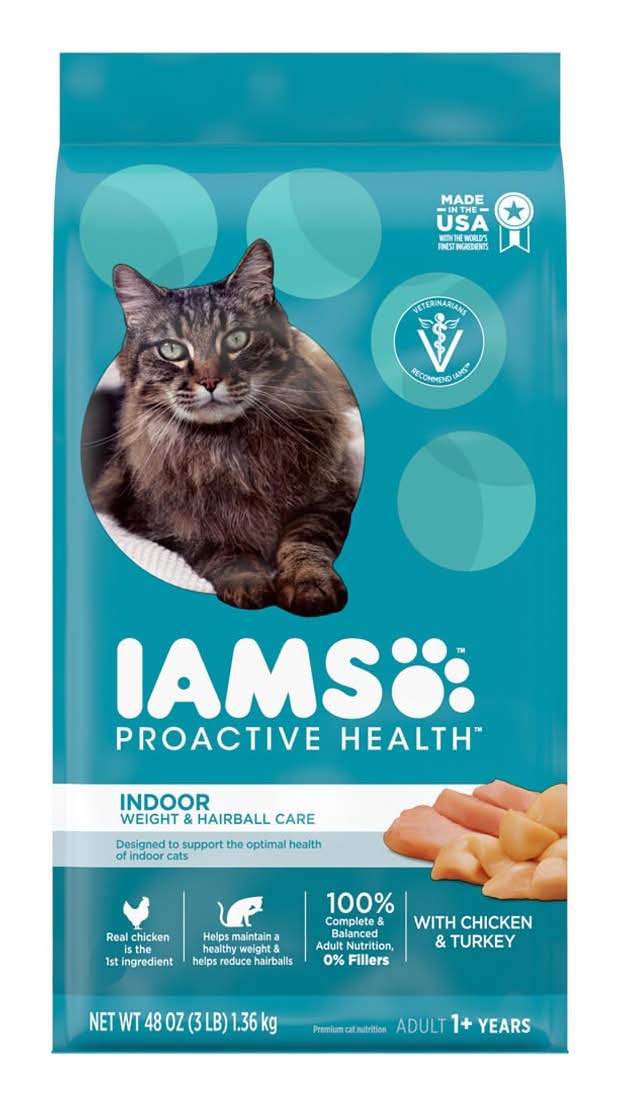 Iams Indoor Weight Control Hairball Care Dry Cat Food, Chicken (3 lbs)