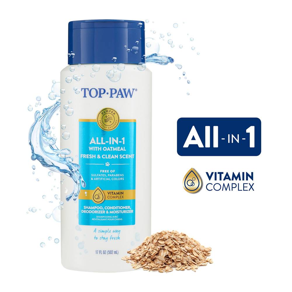 Top Paw�® All-In-1 With Oatmeal Dog Shampoo, Conditioner, Deodorizer & Moisturizer - Fresh & Clean (Size: 17 Fl Oz)