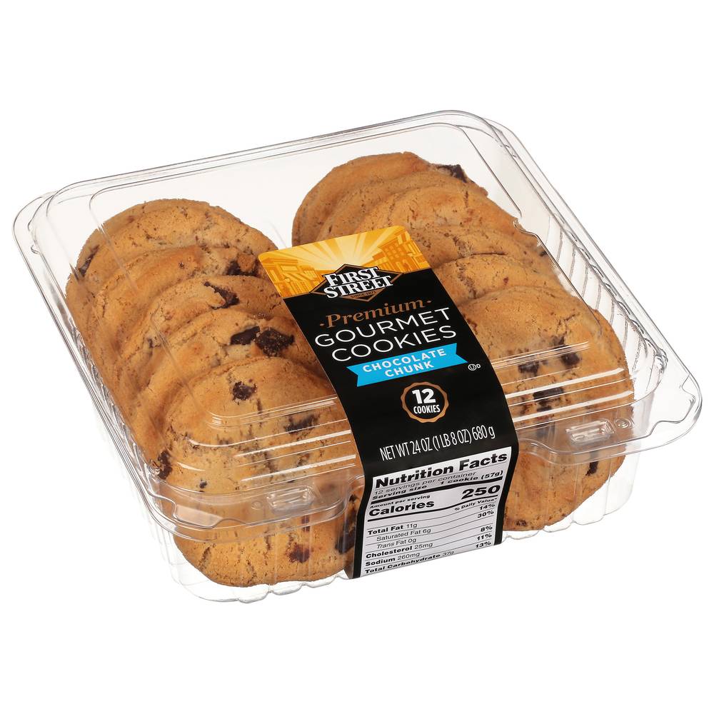 First Street · Premium Chocolate Chunk Gourmet Cookies (12 ct