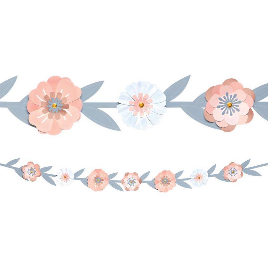 Party City Rose Gold Floral Cardstock Garland (6.25ft)