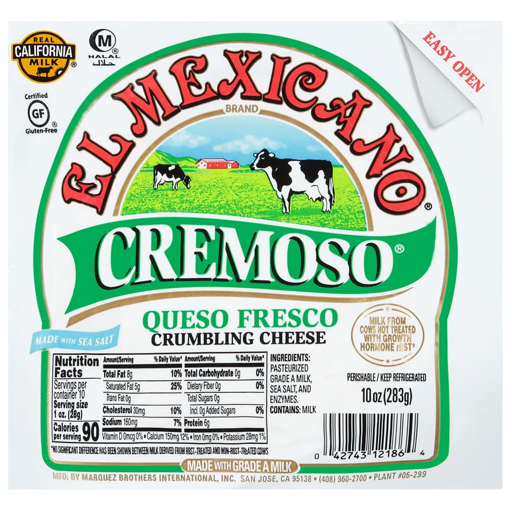El Mexicano Cremoso Queso Fresco Whole Milk Crumbling Cheese (10 oz)