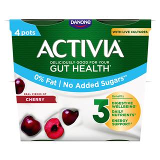 Activia Cherry No Added Sugar Gut Health Yogurt 4 x 115g (460g)