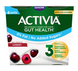 Activia Cherry No Added Sugar Gut Health Yogurt 4 x 115g (460g)