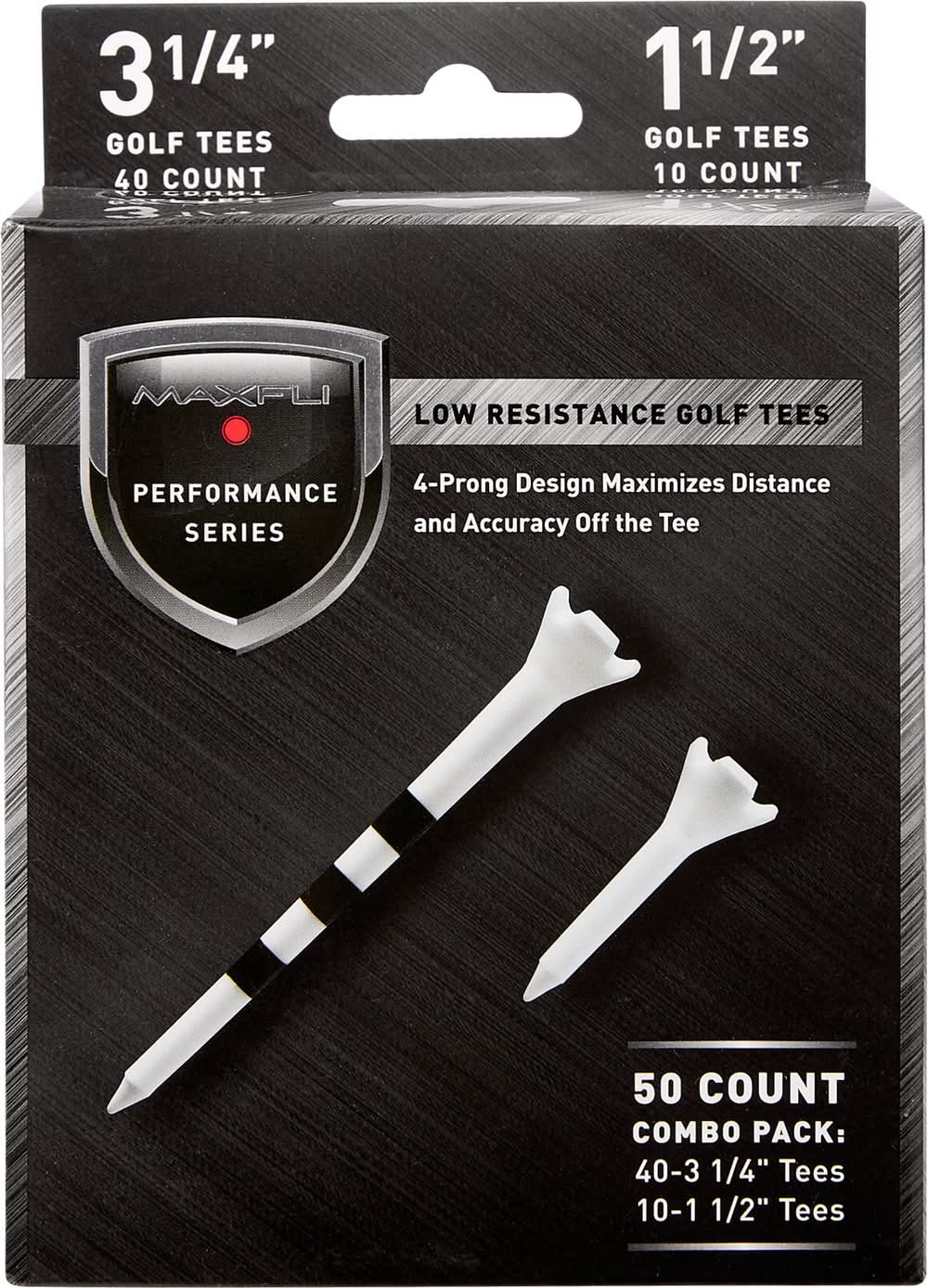 Maxfli Performance Series Low Resistance Golf Tees, 3.25 in-1.5 in, White (50 ct)