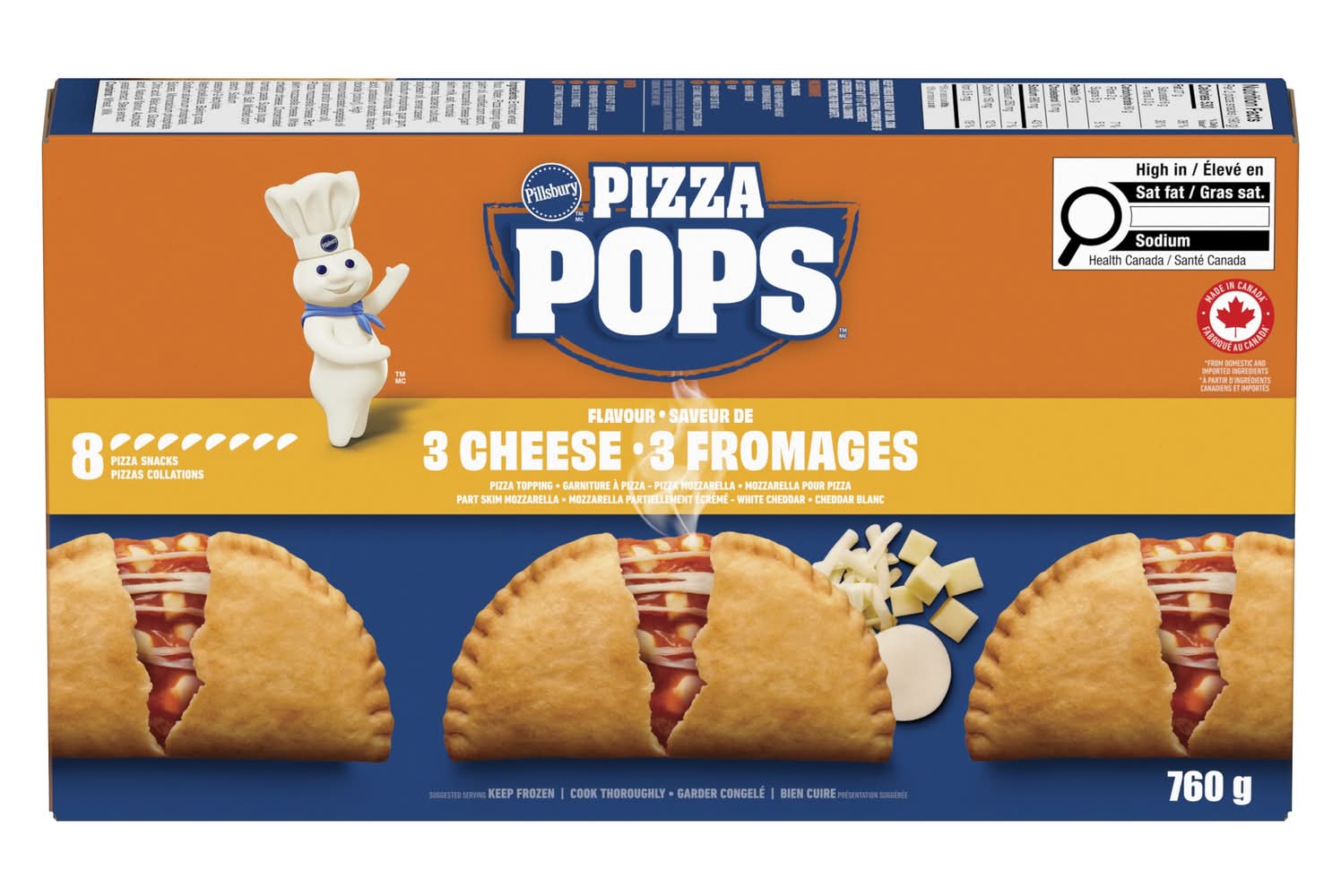 Pillsbury pizza pops essayez les à la friteuse à air - pizza pops try it in the air fryer (8 unités) (3 fromages)