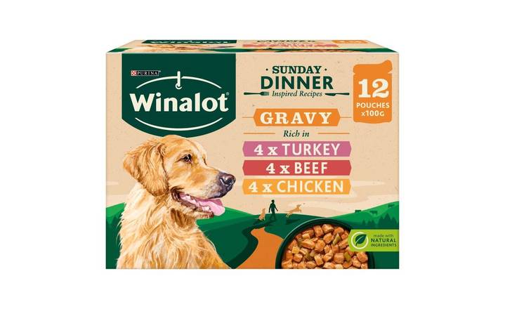 Winalot Sunday Dinner Wet Dog Food Pouches In Gravy 12 x 100g (403985)