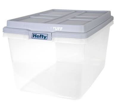 Hefty Hi-Rise Storage Bin With Stackable Lid 72 Qt, Gray