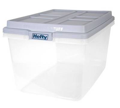 Hefty Hi-Rise Storage Bin With Stackable Lid 72 Quarts, Gray (6 ct)