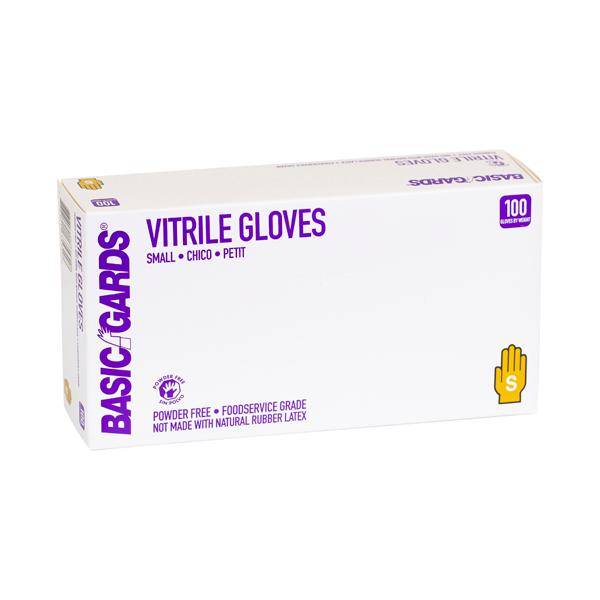 BasicGards Vitrile Disposable Gloves, Small (100 ct)