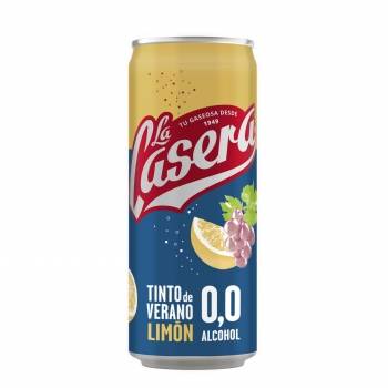 Tinto de verano con limón sin alcohol La Casera lata 33 cl.