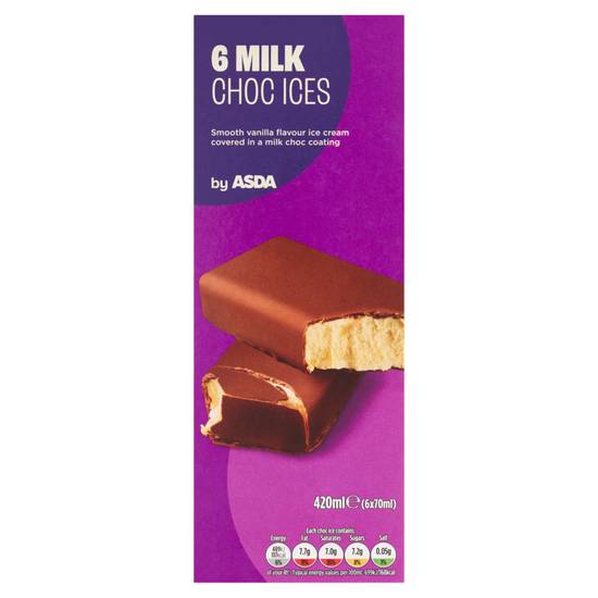 Asda Milk Choc Ices 6 x 70ml (420ml)