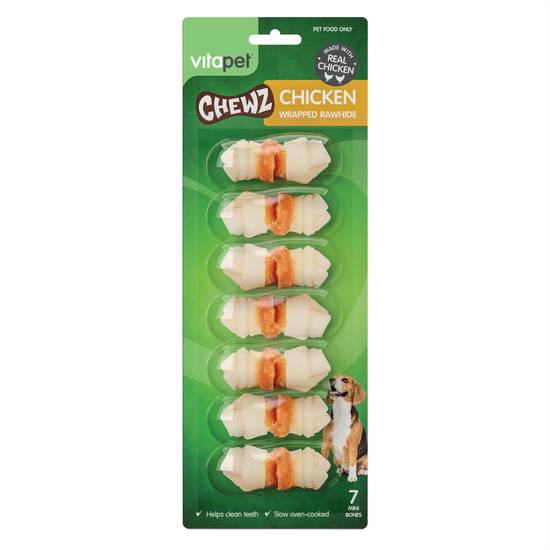Vitapet Chicken Wrapped Rawhide Mini Bones 7 pack